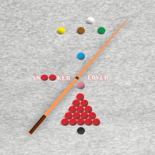 I Love Snooker design showing Snooker Balls arranged as on table. T-Shirt